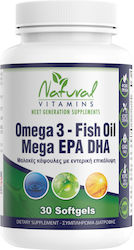 Natural Vitamins Omega 3 Fish Oil Mega EPA DHA ...
