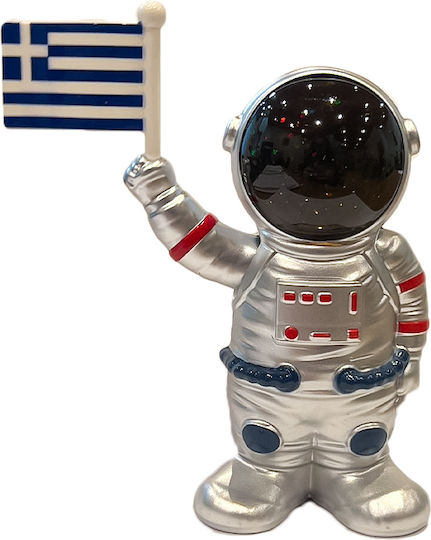 Decorative Astronaut Flag Movement Through Solar Charging 11.8x12.3x5cm Plastic Silver 337s