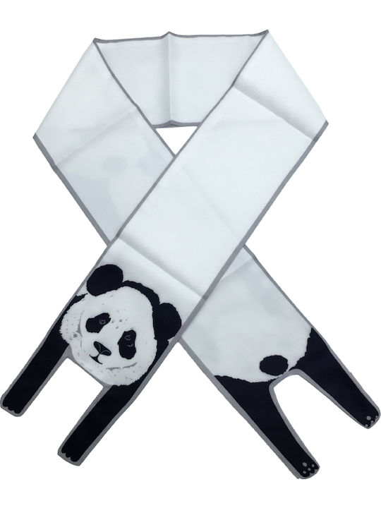 Women's Satin Scarf Black and White Panda Patte...