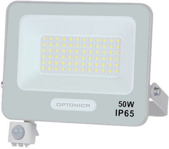 Metanor Στεγανός Προβολέας LED 50W Ψυχρό Λευκό 6000K με Αισθητήρα Κίνησης IP65