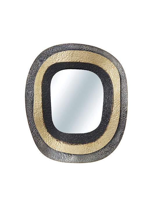 Oglindă decorativă din metal, ciocănită, negru-auriu-gri 65.4x76.2x5.1cm 4/kib