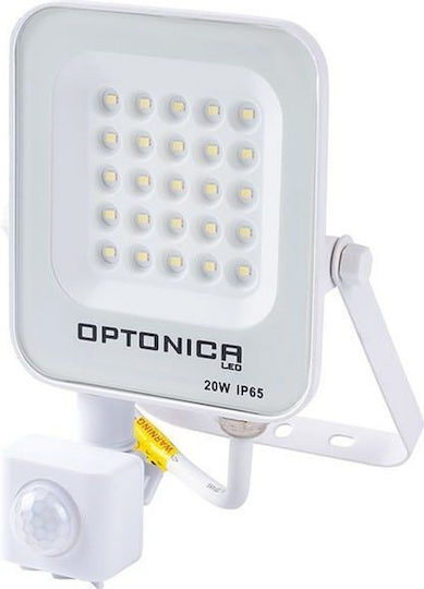 Metanor Στεγανός Προβολέας LED 20W Ψυχρό Λευκό 6000K με Αισθητήρα Κίνησης IP65
