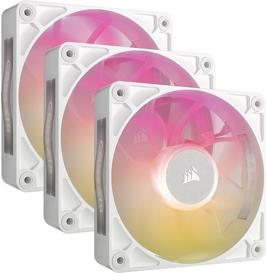 Corsair ICUE LINK RX120 MAX Gehäuselüfter (2000rpm / 71,3cfm) mit RGB-Beleuchtung und Verbindung 4-Pin PWM 3 Stück Weiß