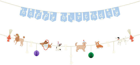 PartyDeco Cute Dogs Γιρλάντα για Party σε Γαλάζιο χρώμα 2τμχ 210εκ.