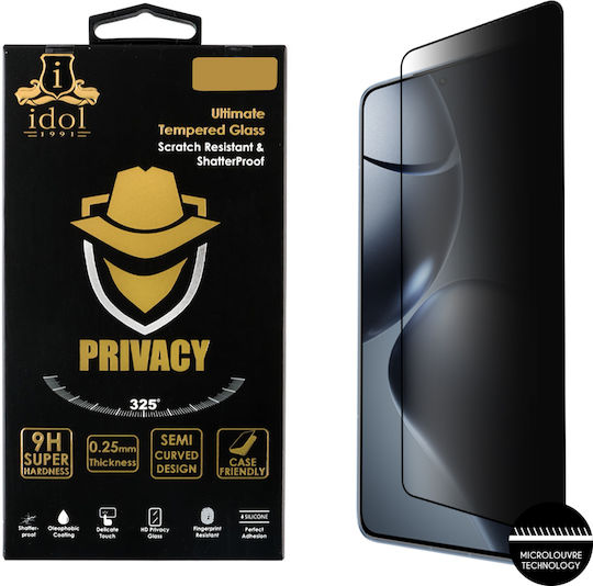 Idol 1991 0.25mm Adeziv complet Privacy Tempered Glass Negru (Xiaomi 14T / 14T Pro)