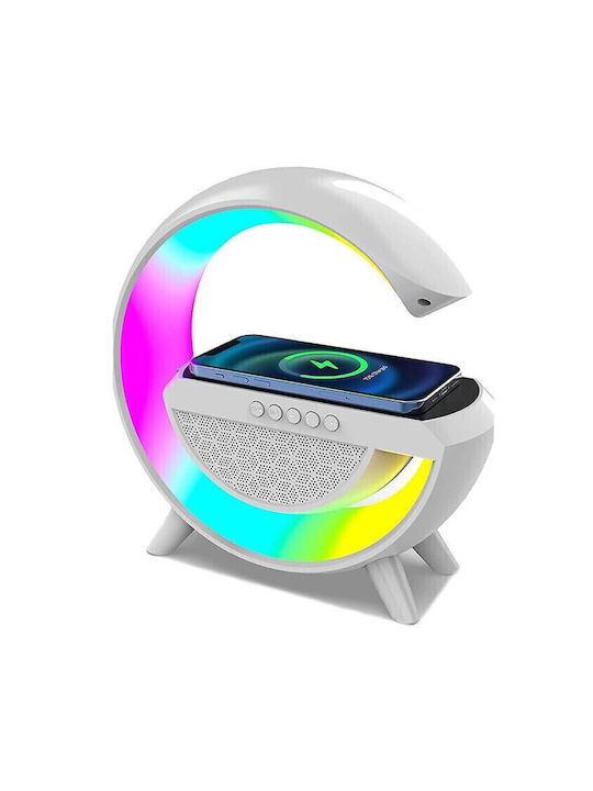 Безжично зарядно Bluetooth високоговорител 3в1 5W радио RGB Bt2301 бял