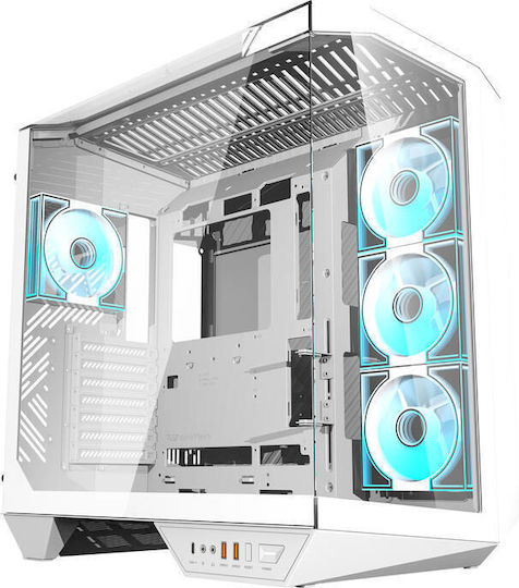 Darkflash DY470 (+fans) Gaming Middle Tower Carcasă Calculator cu Fereastră Laterală și Iluminare RGB Alb
