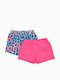 Kinder-Shorts/Bermudas Stoff Leopard, Pink, Blue 2Stück
