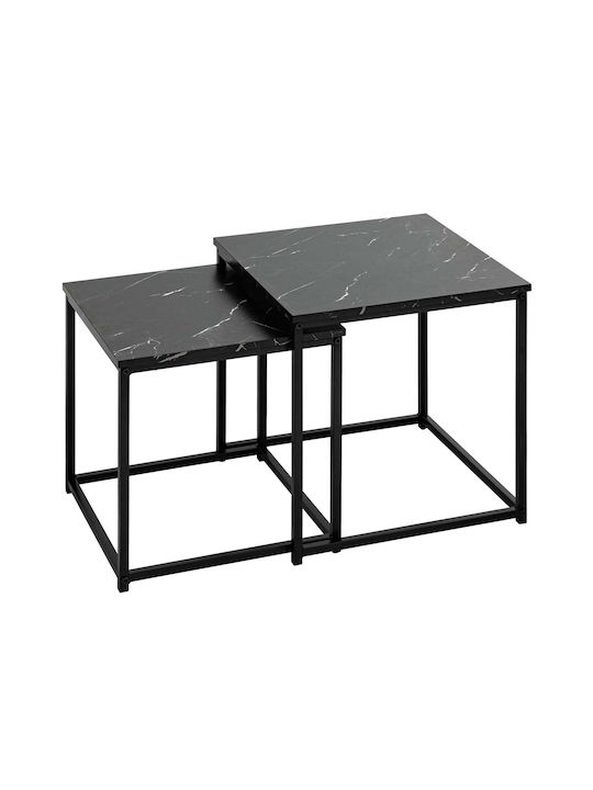 Square Side Coffee Table A-s Jones Metal Black 2 Pieces W37.5xL37.5xH40cm