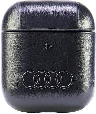 Audi Leather Big Logo Θήκη Δερμάτινη σε Μαύρο χρώμα για Apple AirPods 1 / AirPods 2