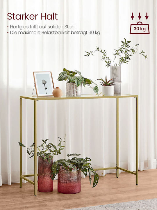 Console Table Metal with Glass Surface Gold/Transparent L100xW20xH80cm