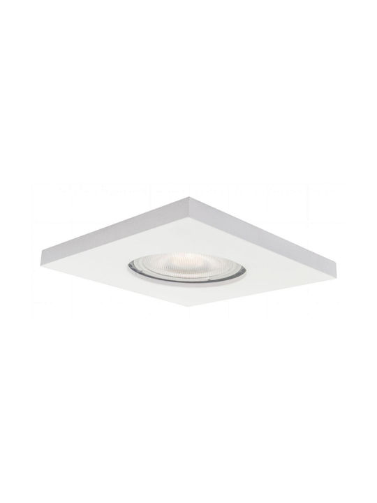 Light Prestige Platz Metallisch Einbau Spot mit Fassung GU10 Weiß 7.7x7.7cm. 1Stück