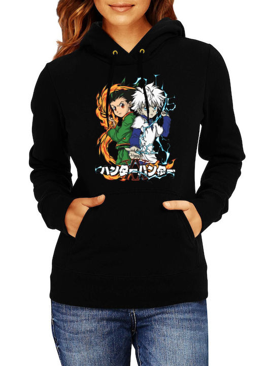 Women's Hoodie Sweatshirt Anime Manga Tralala Hunter X Hunter Gon Freecss Black