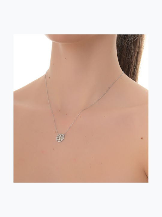 Halskette Baum aus Silber mit Zirkon