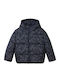 Kids Quilted Short Coat with Hood Dark Blue