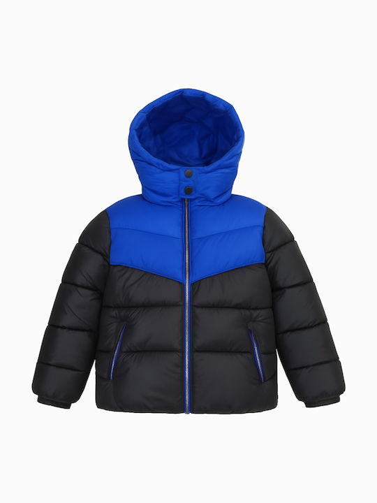 Παιδικό Καπιτονέ Μπουφάν με Κουκούλα Black Blue