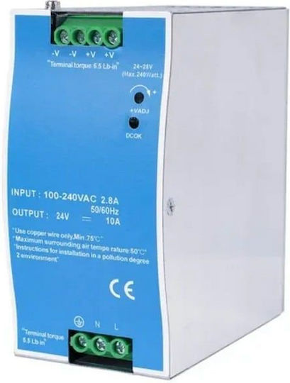 Metanor Sursă de Alimentare pe Șină DIN cu Ieșire 12V și Putere 240W 20A