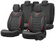 Otom Toro Design Universal Car Seat Covers Cotton Fabric Leatherette Front and Rear Set 11 Pieces Black Red Tro-901