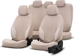 Otom Car Covers "advanced Leather" Universal Leatherette Linen Fabric Front and Rear Set of 11 Pieces Beige Adv-105
