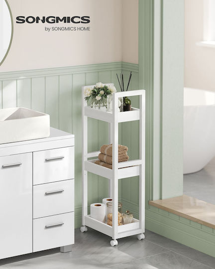 Songmics Floor Bathroom Shelf Wooden 20x30x80cm White Songmics Floor Bathroom Shelf Wooden 20x30x80cm White