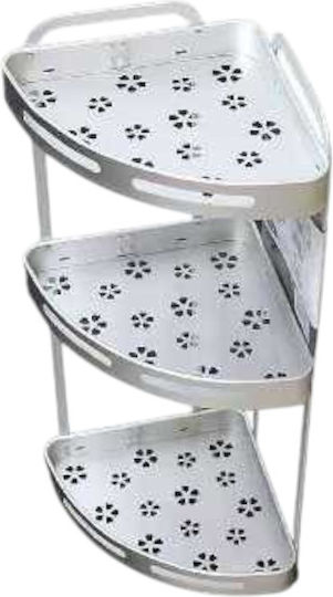 Corner Wall Mounted Bathroom Shelf Metallic 23.5x23.5x57.5cm Silver