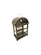 Holzlaterne Braun Metall Gold Matt 32,5x22,5x46cm