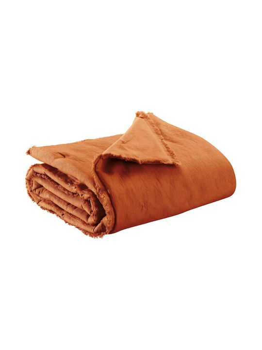 Vivaraise Coverlet Laly Orange 135cmx200cm Linen & Cotton