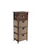 Eurocasa Chest of Drawers MDF 3 Wicker Drawers Wooden 27.50x37.50x86 cm Brown