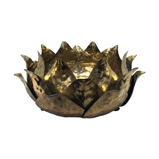 Metal Lotus Bowl Antique Gold 36x36x16cm