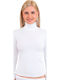 Langärmelig White Damen T-Shirt Rollkragen