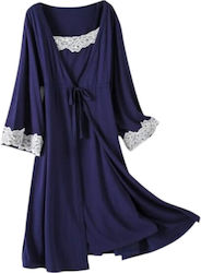 Navy Blue Σετ Εγκυμοσύνης Θηλασμού 2 Τμχ Νυχτικό-ρόμπα Queen Mother Navy Blue Σετ Εγκυμοσύνης Θηλασμού 2 Τμχ Νυχτικό-ρόμπα Queen Mother
