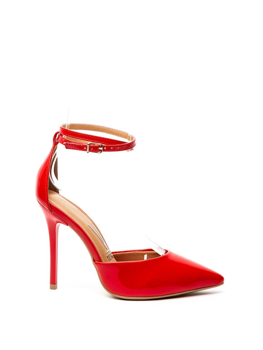 Pumps mit Riemchen & hoher Absatz Rot