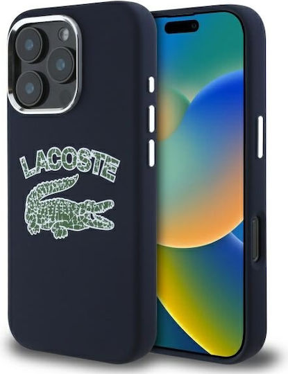Lacoste Silicone Cracked Logo Magsafe Back Cover Plastic / Silicone Navy Blue (iPhone 16 Pro)