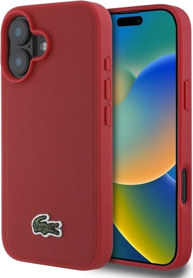 Lacoste Iconic Petit Pique Woven Logo Back Cover Πλαστικό Κόκκινο (iPhone 16 Plus)