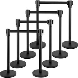 Set 8 Barrier Posts Retractable Tape In 4 Direc...