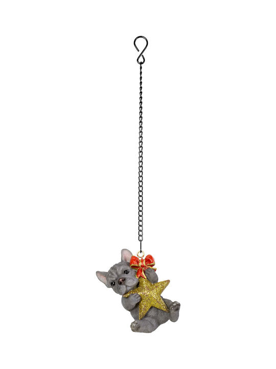 Hanging Ornament Dog Polyresin Gray