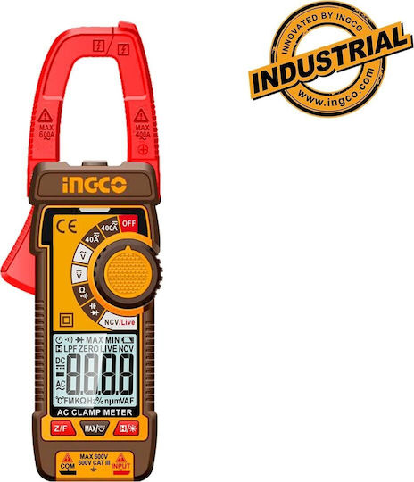Ingco Αμπεροτσιμπίδα Ψηφιακή 400A AC DCM62002 True RMS με Ακροδέκτες