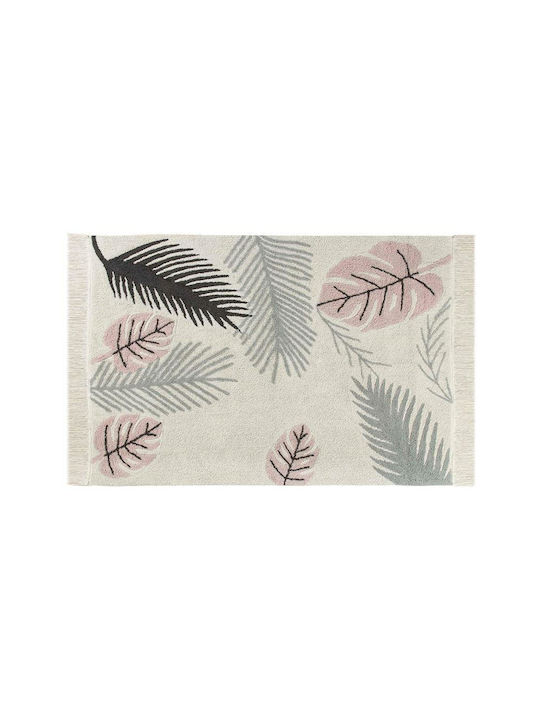 Lorena Canals Tropical leaves Χειροποίητο Χαλί Ορθογώνιο Pink 140x200cm