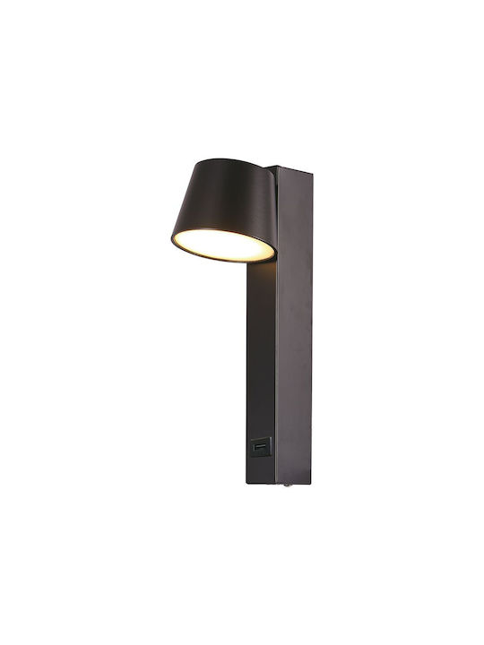 V-TAC Modern Leuchte Wand mit USB-Anschluss Schwarz