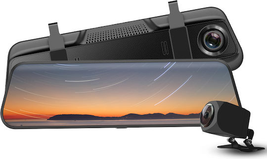 Powertech 1080P Mirror Car DVR Set with Rear Camera, 9.66" Display