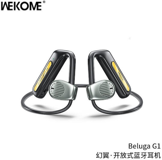 WK Beluga G1 Open Ear Bluetooth Handsfree Ακουστικά με Αντοχή στον Ιδρώτα και Θήκη Φόρτισης Μαύρα
