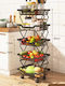 Metallic Kitchen Trolley 5 Tiers Black 35x27x95cm