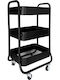 Kitchen Trolley Metallic 3 Tiers Black 37x43x82cm
