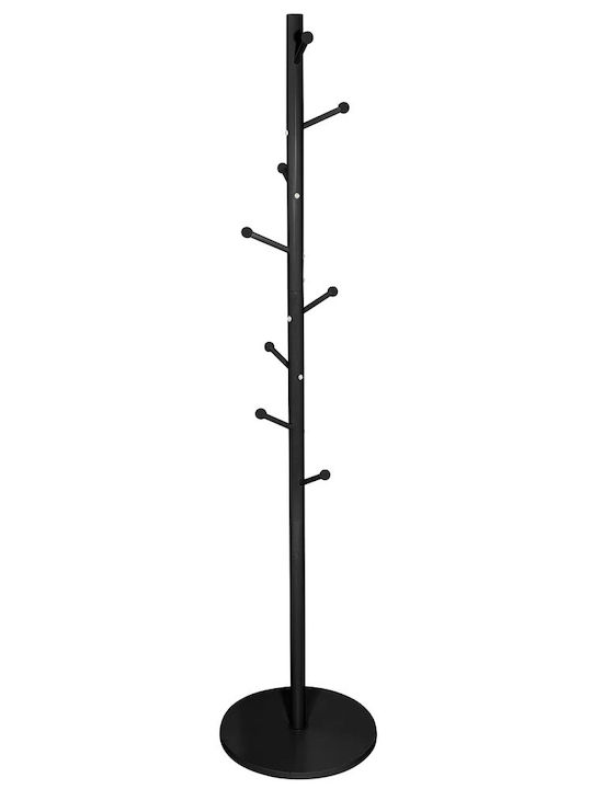 Metal Coat Rack 726081 Black Ø40x175cm 8 Hooks