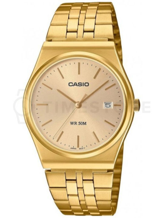 Casio Ανδρικό Ρολόι Μπαταρίας με Χρυσό Μεταλλικ...