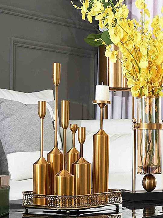 6 Decorative Gold Candle Holders