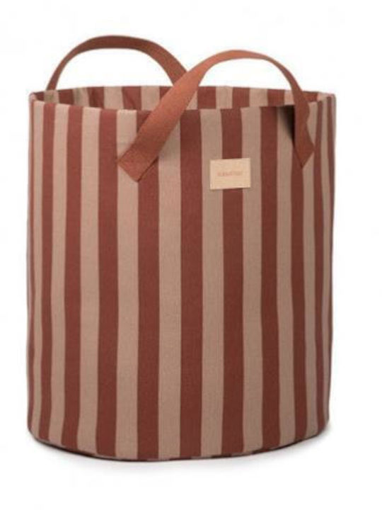 Marsala Taupe Stripes Toy Basket Nobodinoz