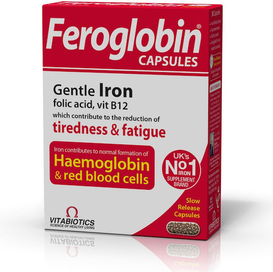 Vitabiotics Feroglobin® Slow Release Подходящо за Деца с Витамин B6 30 Капсули