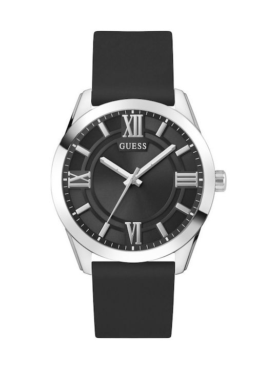 Guess Elliot Men's Watch 44mm Battery with Black Rubber Strap