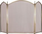 Metallic Fireplace Screen with 3 Panels 32x32x60cm Gold